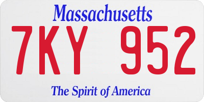 MA license plate 7KY952