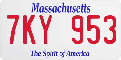 MA license plate 7KY953