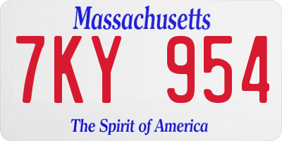 MA license plate 7KY954
