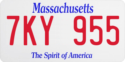 MA license plate 7KY955