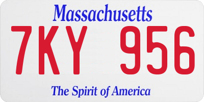 MA license plate 7KY956