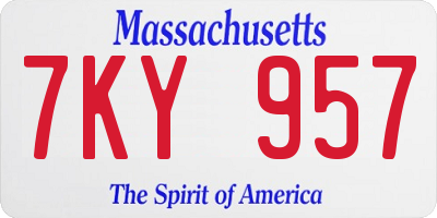MA license plate 7KY957