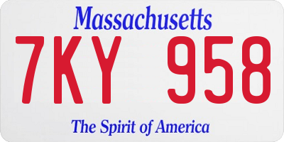 MA license plate 7KY958