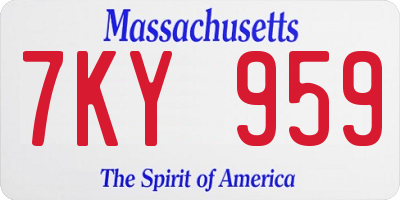 MA license plate 7KY959