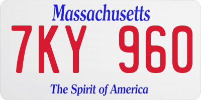 MA license plate 7KY960