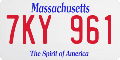 MA license plate 7KY961