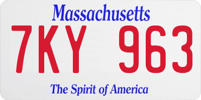 MA license plate 7KY963