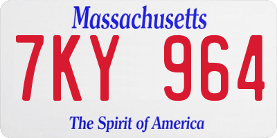 MA license plate 7KY964