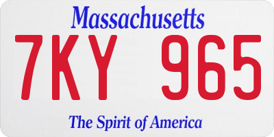 MA license plate 7KY965