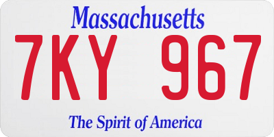 MA license plate 7KY967