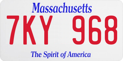 MA license plate 7KY968