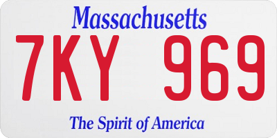 MA license plate 7KY969