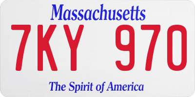 MA license plate 7KY970