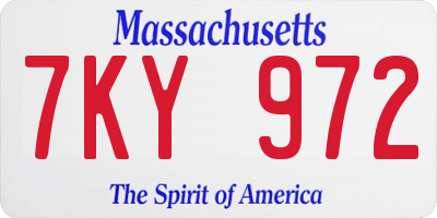 MA license plate 7KY972
