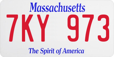 MA license plate 7KY973
