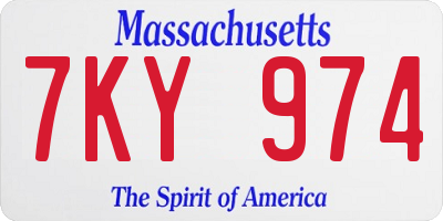 MA license plate 7KY974