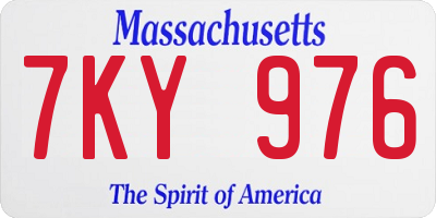 MA license plate 7KY976