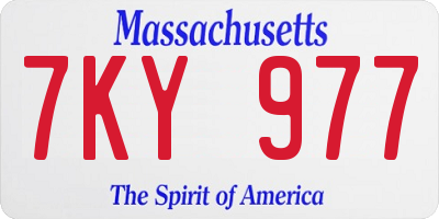 MA license plate 7KY977