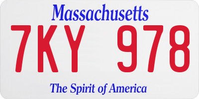 MA license plate 7KY978