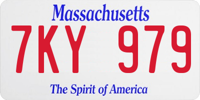 MA license plate 7KY979