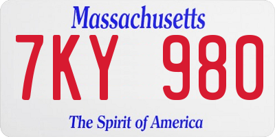 MA license plate 7KY980