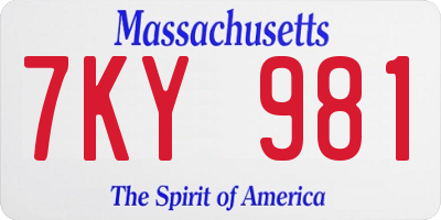 MA license plate 7KY981