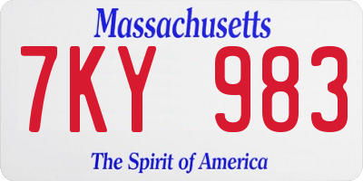 MA license plate 7KY983