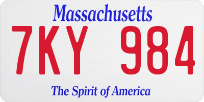 MA license plate 7KY984