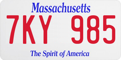 MA license plate 7KY985