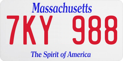 MA license plate 7KY988
