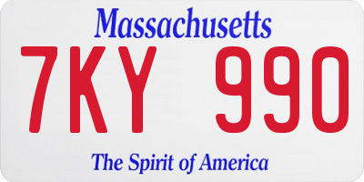 MA license plate 7KY990