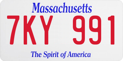MA license plate 7KY991