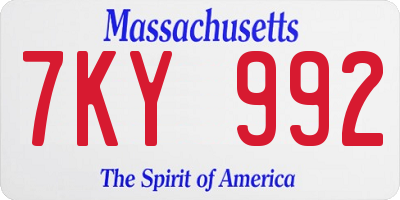 MA license plate 7KY992