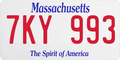 MA license plate 7KY993
