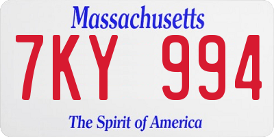 MA license plate 7KY994