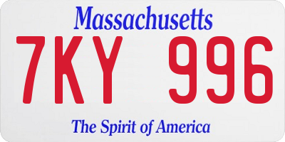 MA license plate 7KY996