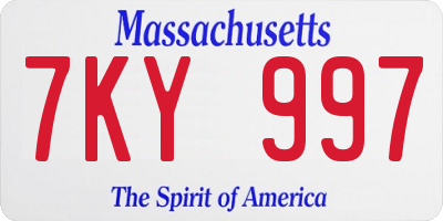 MA license plate 7KY997