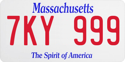 MA license plate 7KY999
