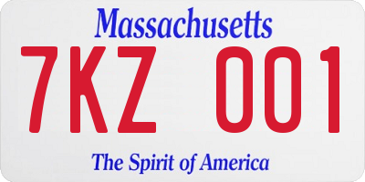 MA license plate 7KZ001