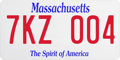 MA license plate 7KZ004