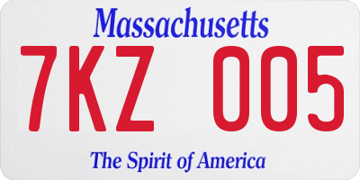 MA license plate 7KZ005