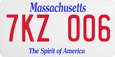MA license plate 7KZ006