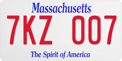 MA license plate 7KZ007