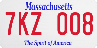 MA license plate 7KZ008