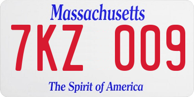 MA license plate 7KZ009