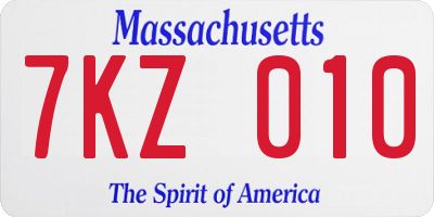MA license plate 7KZ010
