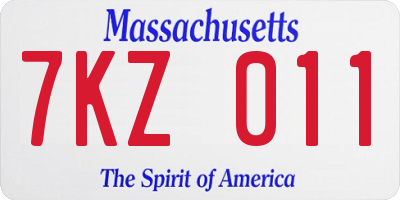 MA license plate 7KZ011