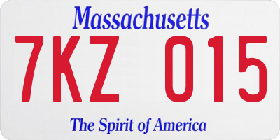 MA license plate 7KZ015