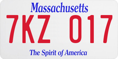 MA license plate 7KZ017