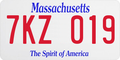 MA license plate 7KZ019